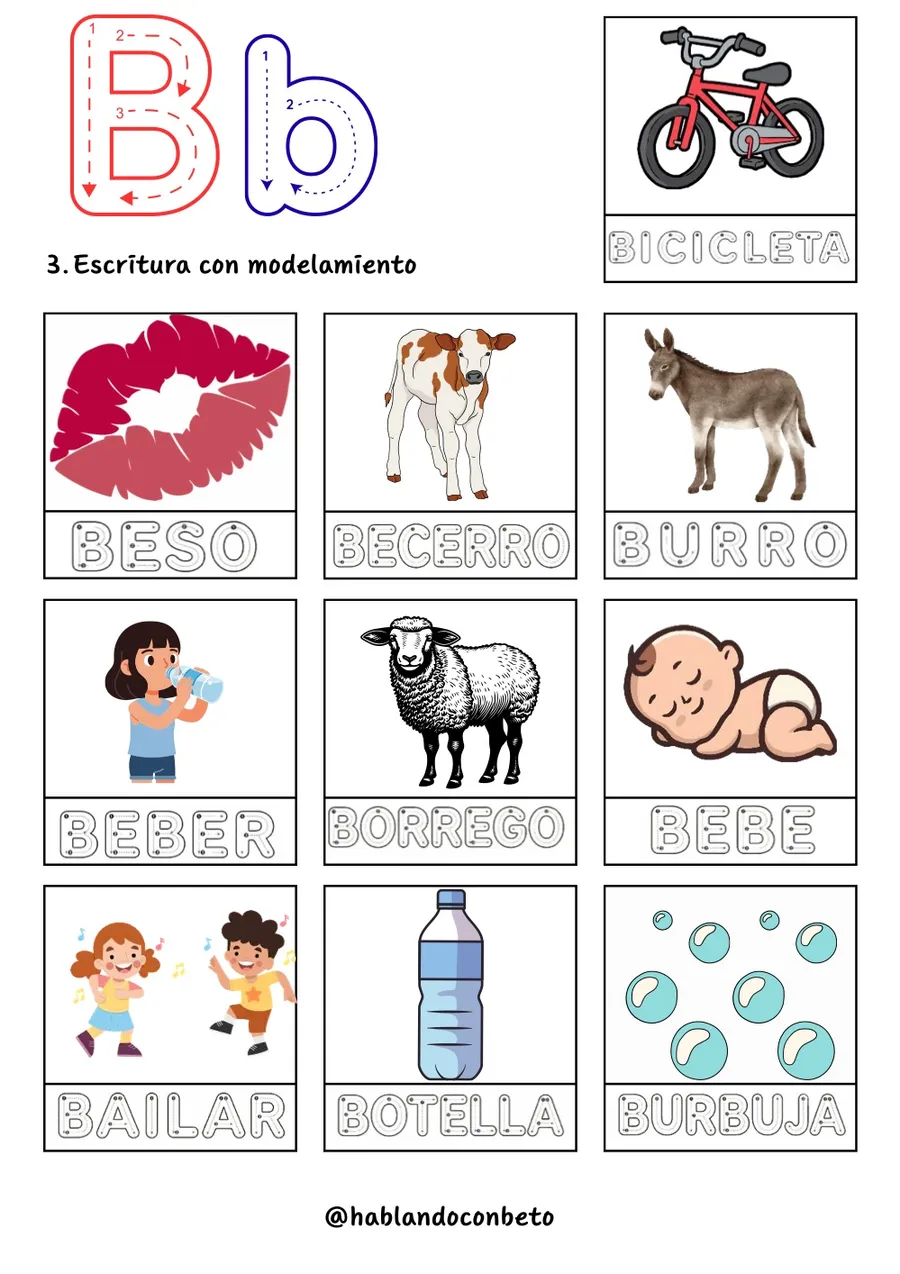 Aprendo a Leer y Escribir con Beto: Letra B, página de muestra 2