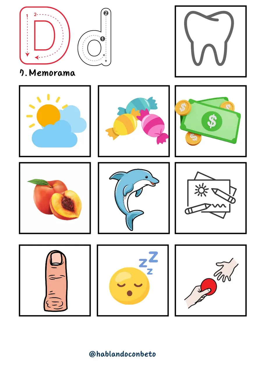Aprendo a Leer y Escribir con Beto: Letra D, página de muestra 3