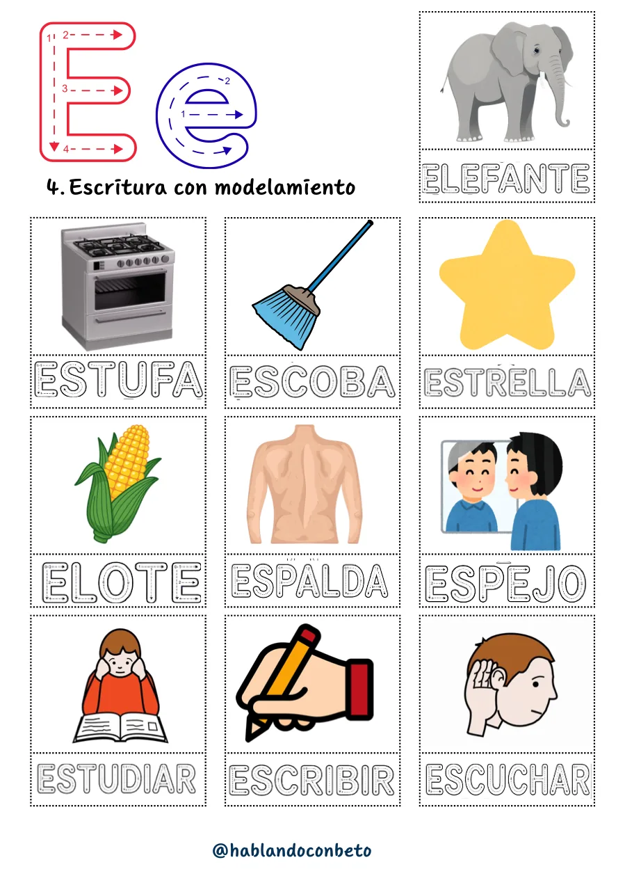 Aprendo a Leer y Escribir con Beto: Letra E, página de muestra 2