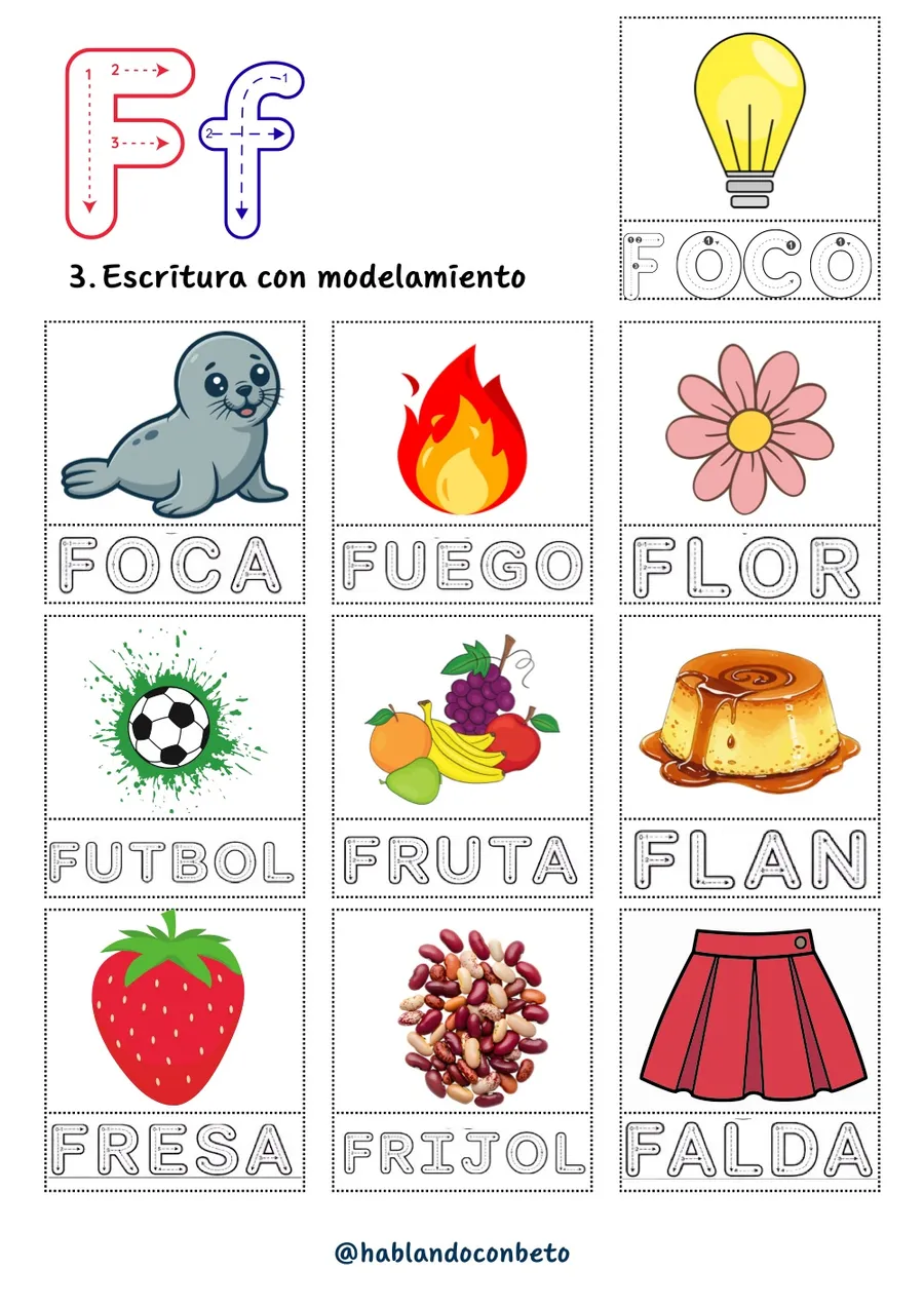 Aprendo a Leer y Escribir con Beto: Letra F, página de muestra 2