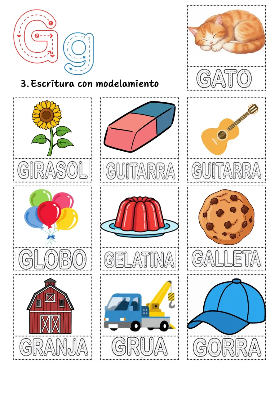 Aprendo a Leer y Escribir con Beto: Letra G, página de muestra 2