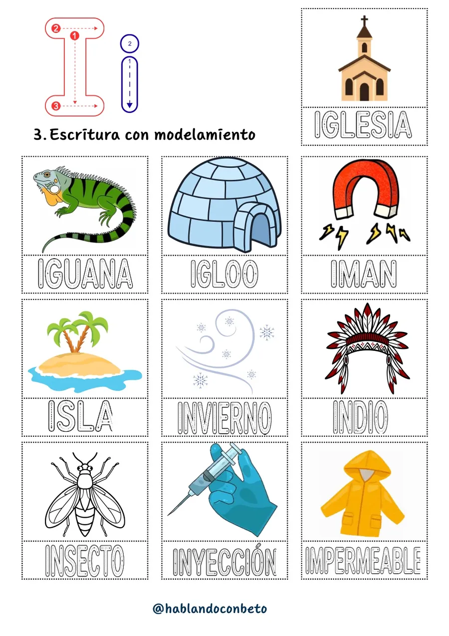 Aprendo a Leer y Escribir con Beto: Letra I, página de muestra 2