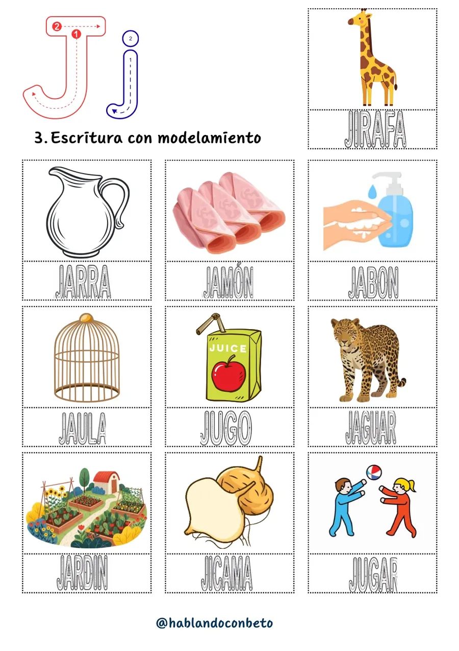 Aprendo a Leer y Escribir con Beto: Letra J, página de muestra 2