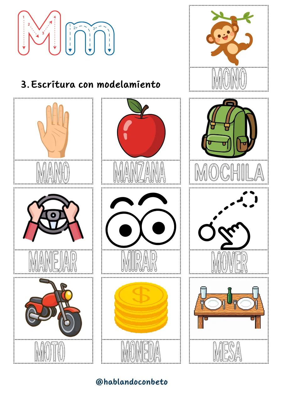 Aprendo a Leer y Escribir con Beto: Letra M, página de muestra 2