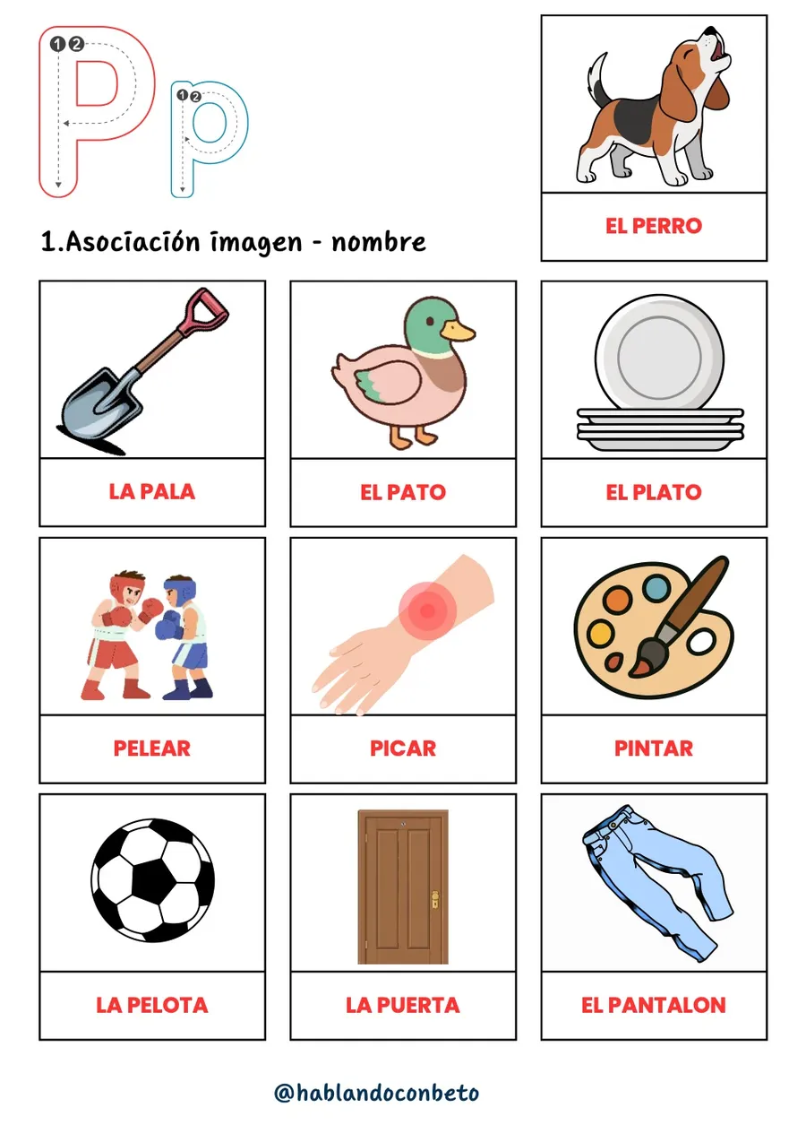 Aprendo a Leer y Escribir con Beto: Letra P, página de muestra 1