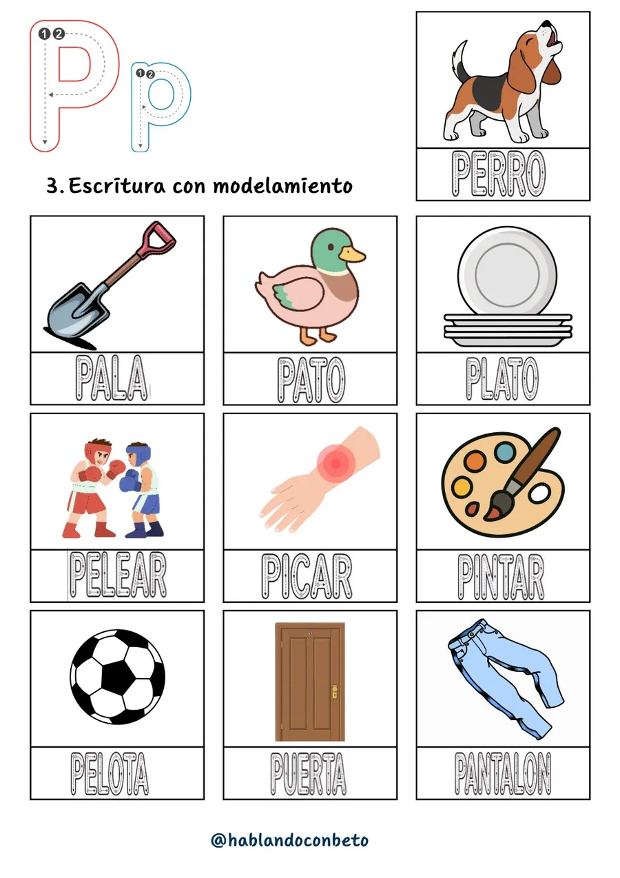 Aprendo a Leer y Escribir con Beto: Letra P, página de muestra 2