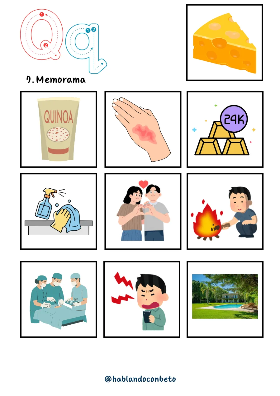 Aprendo a Leer y Escribir con Beto: Letra Q, página de muestra 3