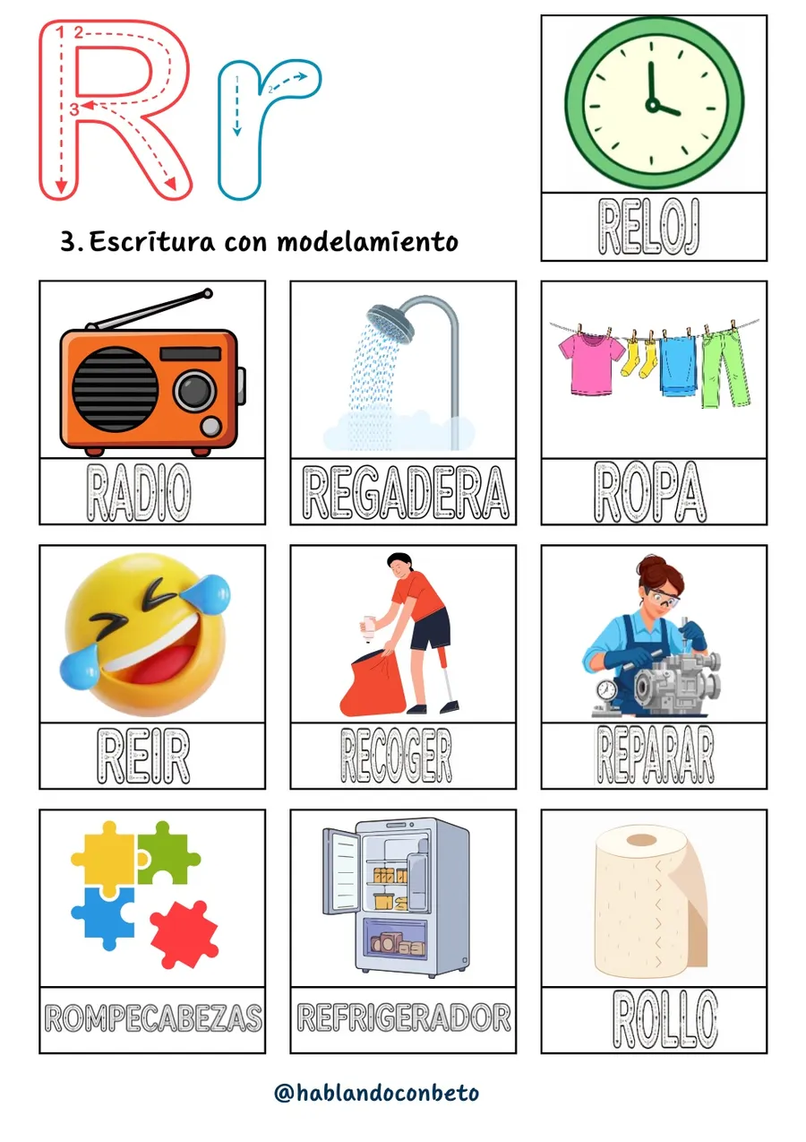 Aprendo a Leer y Escribir con Beto: Letra R, página de muestra 2