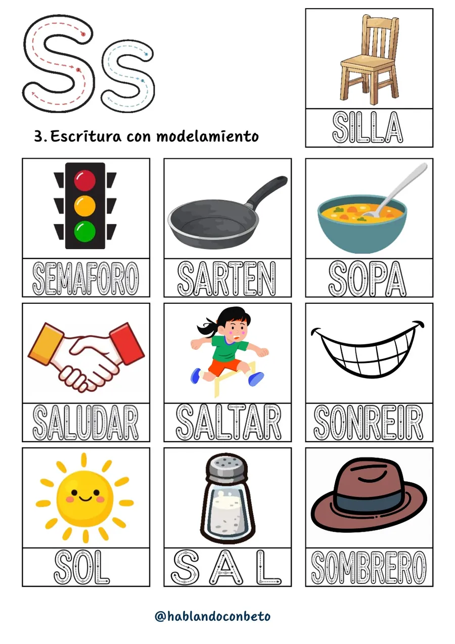 Aprendo a Leer y Escribir con Beto: Letra S, página de muestra 1
