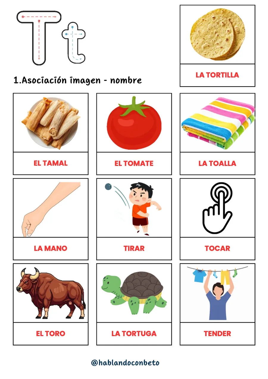 Aprendo a Leer y Escribir con Beto: Letra T, página de muestra 1