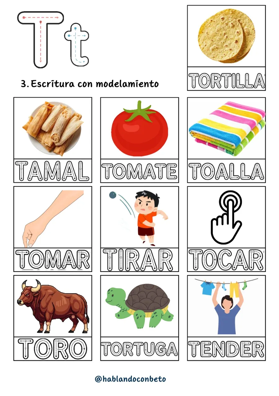 Aprendo a Leer y Escribir con Beto: Letra T, página de muestra 2